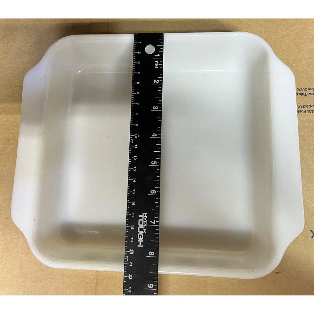 Vintage Fire-King 8 Inch Square Baking Dish Meadow Green Anchor Hocking USA 435‎
